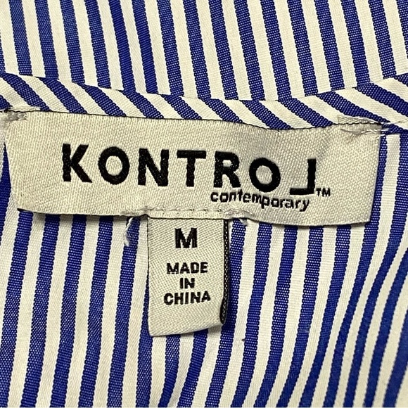 Kontrol Striped Embroidered Floral Bell Sleeve Boho Top Medium - Picture 5 of 8